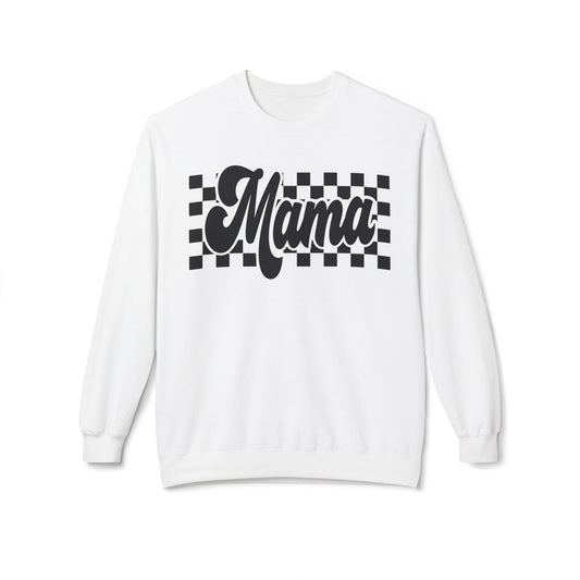 Cozy Mama Sweatshirt, Most Loved Mama Gift, Softstyle Fleece Crewneck for Moms, Vans Checkers Design, Mother's Day Sweater, Mom Fashion