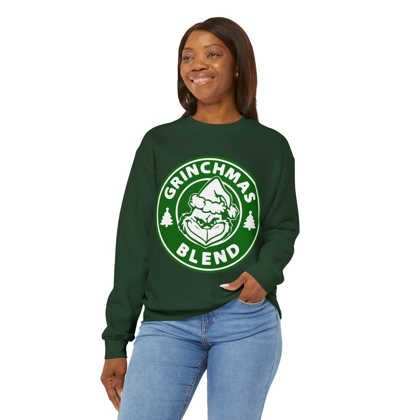 Seasonal Seller Sweatshirt: Grinchmas, Starbucks Grinch, Christmas, Unisex, Heavy Blend, Maximum Profit